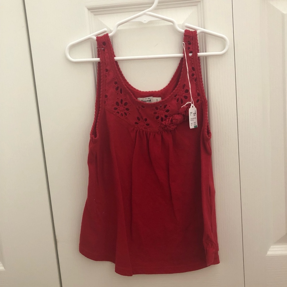 small red floral lace abercrombie tank top